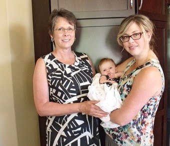 A baby shower was hosted at Borden for Tessa Marie. In the photo are Sylvia Larsen, Jill and Tessa Olzewski and Joyce Olzewski. Photos by Lorraine Olinyk