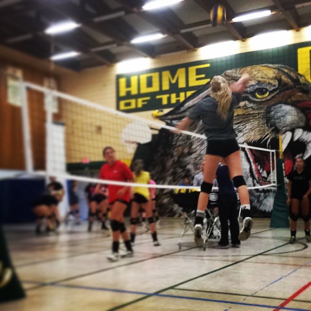 Forty-five players from 21 communities attended the Redcoat Rebels 2015 Summer Skills Development Camp Aug. 21 and 22 in Carlyle. Coach Mickey Adams is pictured mentoring young volleyball players during the two-day event. Sixteen-year-old attendee Carlie Standingready of White Bear First Nations says of Adams: “I'd recommend his camps to anyone, even if you aren't able to play on his team... He's one of the reasons I started with volleyball.” Here Jana from Regina takes a swing during a hitting drill.