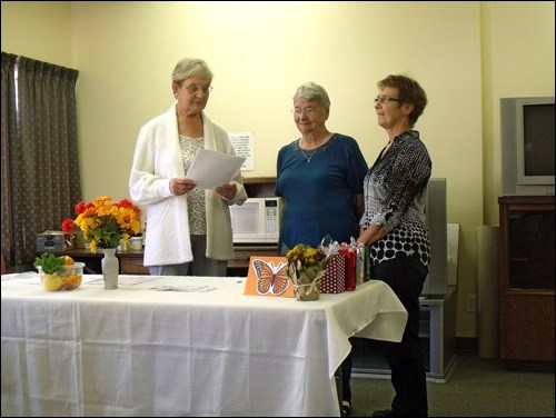 Lorraine Olinyk, Bev Boden and Jean Sawchyn at TOPS incentive days pyjama party in Rosthern Oct. 17. Photo submitted by Lorraine Olinyk