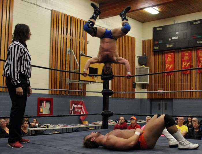 ‘The Last Real Man in Professional Wrestling’ Silas Young gets ready to hit ‘Hotshot’ Danny Duggan with his finisher known throughout the wrestling world as the Pee Gee Waja Plunge.