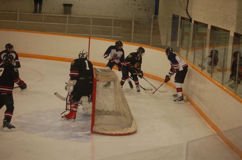 Dreyton Paul took a shot at the net in the Preeceville Midget Pats’ home game against Langenburg on December 5.