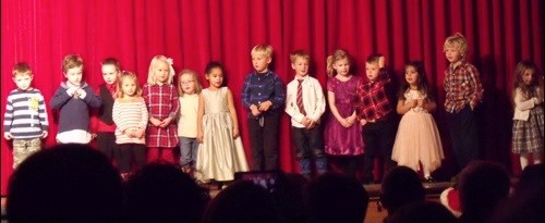 Borden Busy Bees Preschool students singing at the Borden Christmas concert Dec. 17.