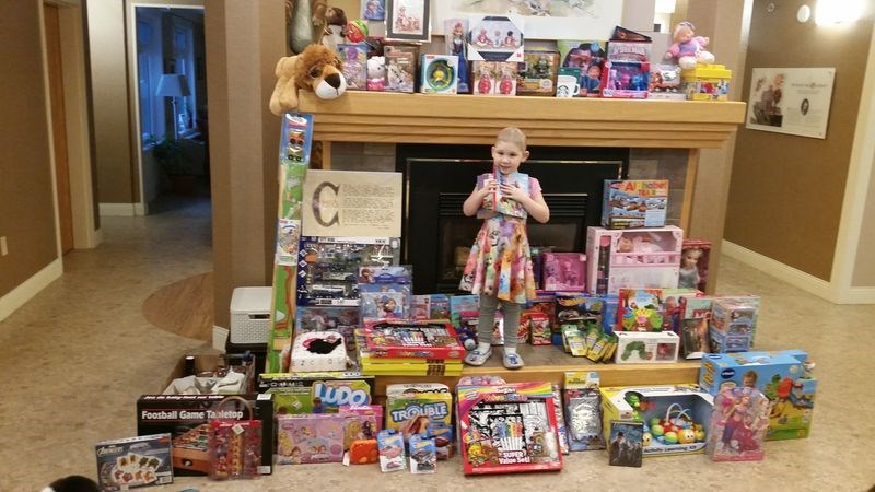 When Sophia Hvidston, a four-year-old leukemia patient, received a pay-it-forward card from the Kraynick family, she wanted to pay it forward to the Ronald McDonald House in Saskatoon. The response was overwhelming and it was soon necessary to use a truck to haul everything donated to the McDonald House.