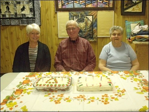 Celebrating December birthdays at a Borden seniors’ supper were Miriam Hamm, Archie Wainwright and Jean Hryniuk.