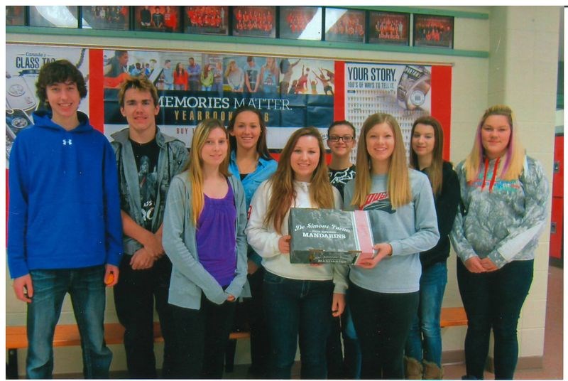 This is a photograph of the core group of CCS Grade 10 students who have been supporting a student in Ghana for the past three years and organized a fruit drive fundraiser in December to raise additional funds. Members of the group, from left, are: Graeme Wilgosh, Cameron Yagelnisky, Taralee Bazarski, Janayah Merriam, Abbey Sakal, Paityn Zuravloff, Kaitlyn Landstad, Emma Eitenier and April Jennings.