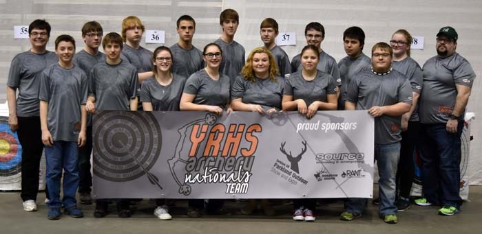 The YRHS Raider archery team had a strong showing at Nationals in Edmonton. The team finished fifth overall, while M.C. Knoll pick up Brad Heskin finished first in the middle school boys category with a total score of 283.