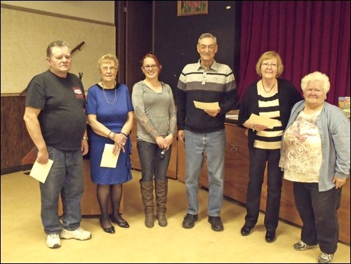 In Action Bowl in 55+ League action the Russian Thistles scored a123 average. Members are Al Carnahan, Jean Sawchyn, Inga Elliot (manager), Conrad Dosdahl, Darlene Penner, and Edna Carnahan.