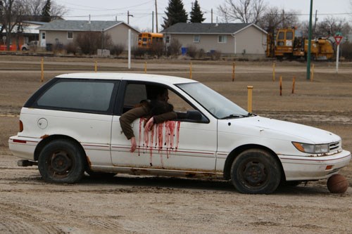 A mock collision was held on Tuesday, April 12, by the S.A.D.D. group at G. F. Kells to bring the discussion on impaired driving and distracted driving to the school.