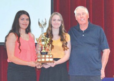 Heaven Graham (left) and Ariel Henderson shared the SV Sportswoman of the Year award, presented by Glenn Smith.