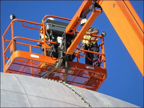 The evaluation and cleaning project at the City of North Battleford water tower began Monday. Crews will be on the site until July 14. It is the first cleaning and inspection project at the water tower in 15 years, according to City officials.