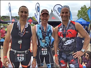 Greg Gubbe, Michael Higgs David Odishaw at the Subaru 5i50 finish line. Photos submitted