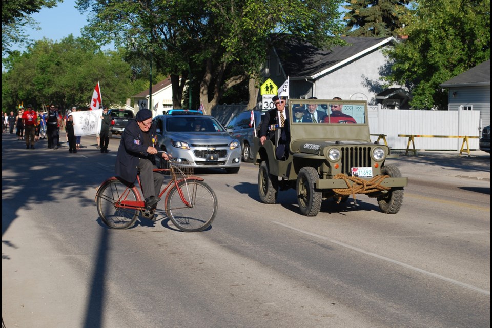 A World War 2 jeep led the way for the procession in town during the Run to Remember.