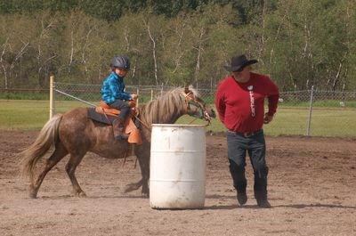 Keenan Walker had help from his grandfather Brent Walker when riding his pony in the Etoimamie Valley Rider gymkhana.