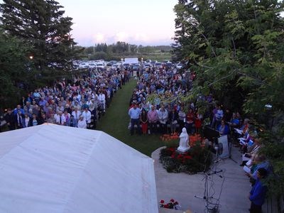 Over 1,500 pilgrims attended the 75th Annual Pilgrimage at the Shrine of Our Lady of Lourdes, and many events, including the evening mass, drew large crowds.