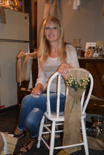 Carole Reay, pictured with part of her rustic décor line, is opening Ultimate Elegance Wedding and Event Rentals in Canora.