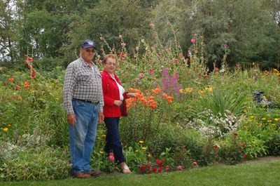 Ed and Esther Prystay of Preeceville were photographed surrounded by a huge array of beautiful flowers in the couple’s farmyard. The couple had the best farmyard during the Sturgis Horticultural show on August 4.