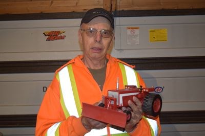 David Shabbits displayed a wooden tractor based off one from his childhood.