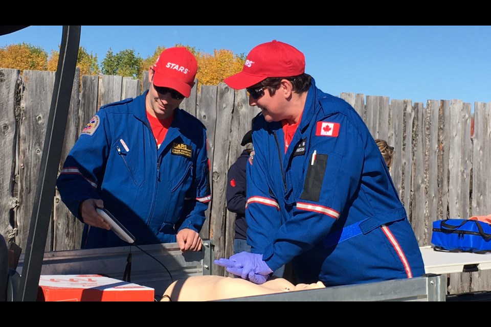 Tina Bird, right, and her STARS partner tackle one of the challenges. Photo submitted.