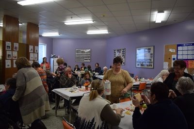 Laurie Wasylyw (centre) served visitors at the Canora Hospital Auxiliary October Pie and Coffee event, which brought in 109 people and raised over $650.