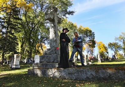 Ryan Crouse, left, of Yorkton and Cole Smith of Kamsack, produce Knights of the Dark, a television program aired on Access 7 which delves into the world of the paranormal, investigating sites in the area which have been reported to have suspicious goings-on.
-Photo courtesy of Ryan Crouse