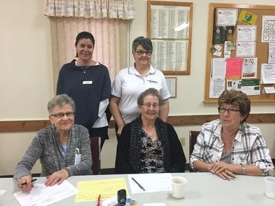 Volunteers at the flu clinic in Preeceville from left, were: (back row) Carol Heskin and Deb Grywechesky, and (front) Marge Plaxin, Bea Sekel and Judy Zaharia.