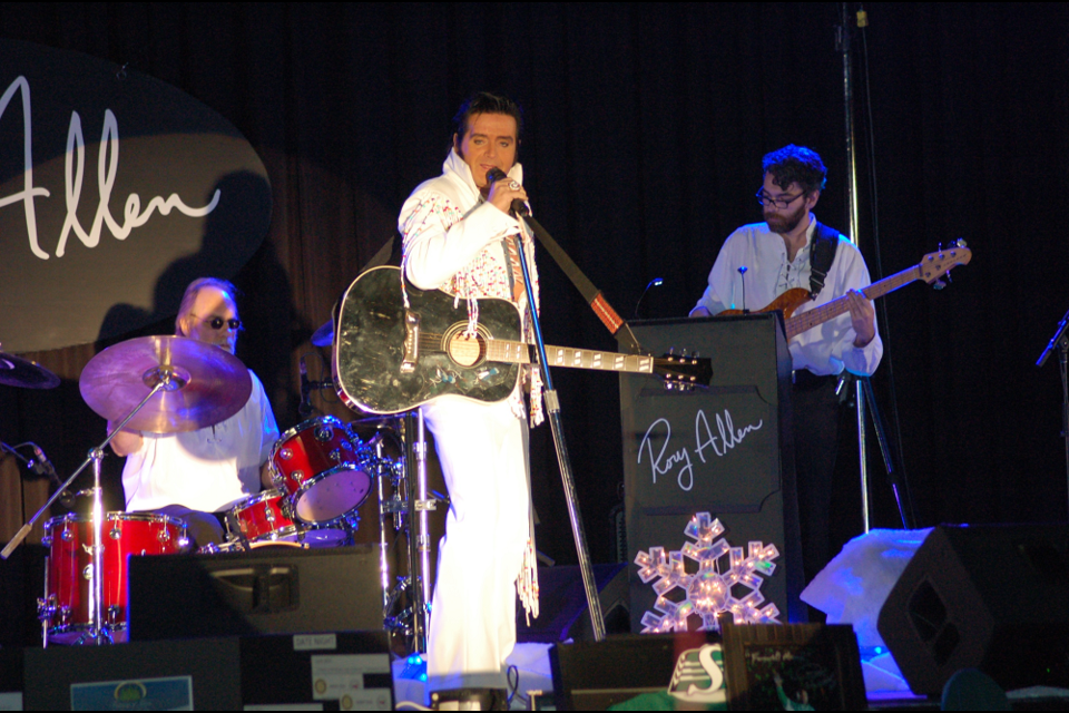 Rory Allen, Saskatchewan's top Elvis impersonator provided an evening of some of the rock and roll king's best songs for an appreciative audience attending the Saturday night Festival of Trees fundraising dinner and auction. Allen was backed by a talented 11-piece band and back-up vocalists.