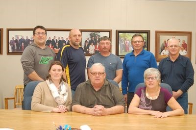 Members of the newly-elected Sturgis council held their first meeting on November 17. Members, from left, are: (back row) Conrad Peterson, Daniel Wasylenchuk, Perry Keller, Bert Suknasky and Dale Bashforth, and (front) Jennifer Bayer, Alan Holmberg and Olivia Bartch, administrator.