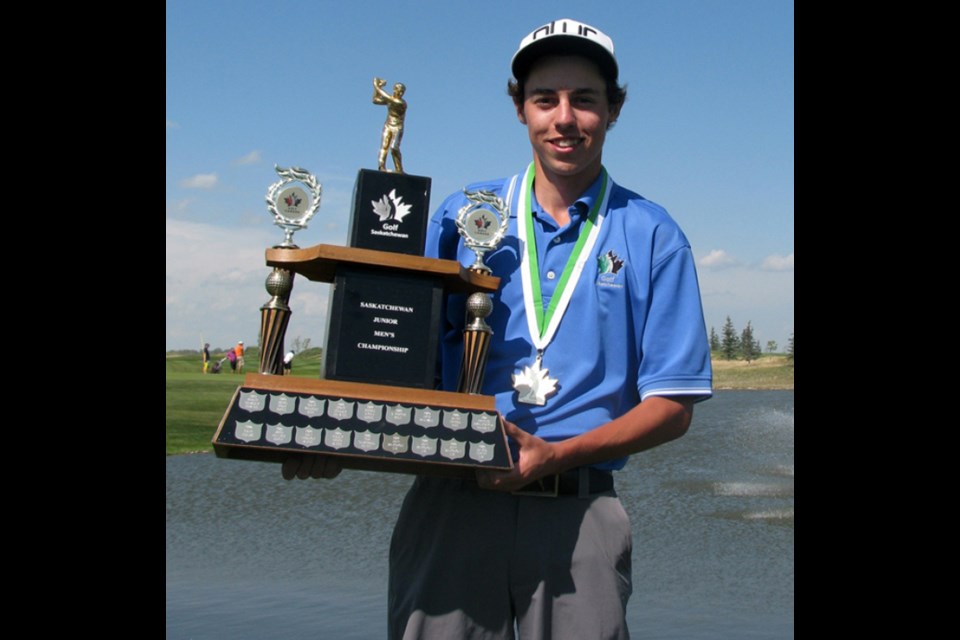 Kade Johnson is shown here with his 2016 U19 Saskatchewan Junior Men’s Champion golf trophy - just one of the many accomplishments the young golfer saw in 2016.