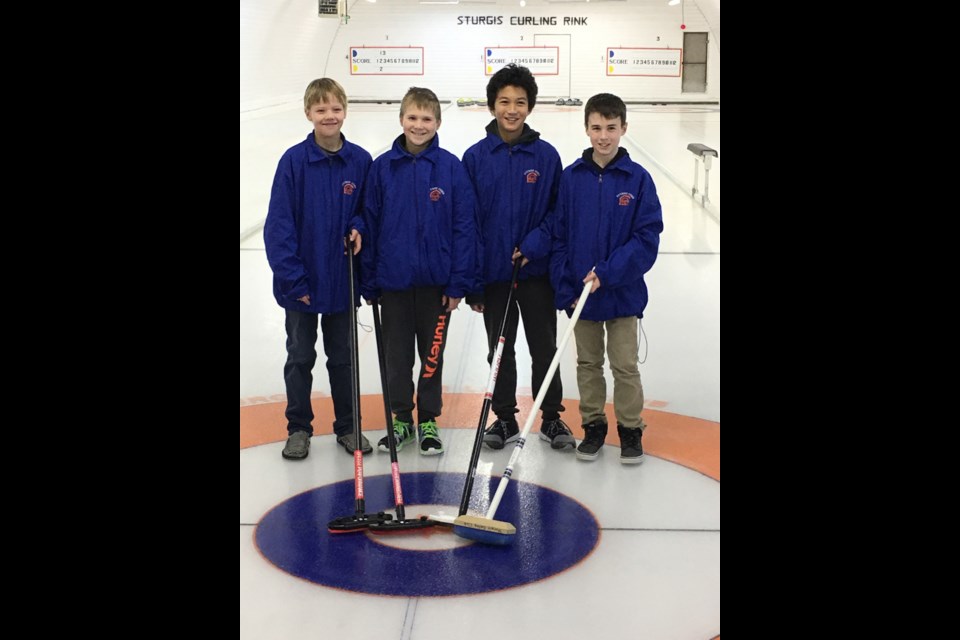 Members of the Sturgis junior boys curling team from left, are: Chaz Jaeb, Skylar Ryczak, Keannu Albarracin and Camron Secundiak.