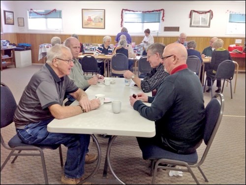 Meota seniors enjoy a noon meal together following their monthly meeting at the Do Drop In. Photos by Lorna Pearson