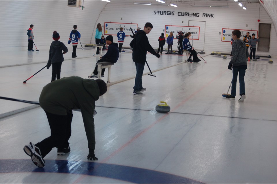 The Sturgis curling rink was the scene of a kids’ bonspiel with 11 rinks entered.