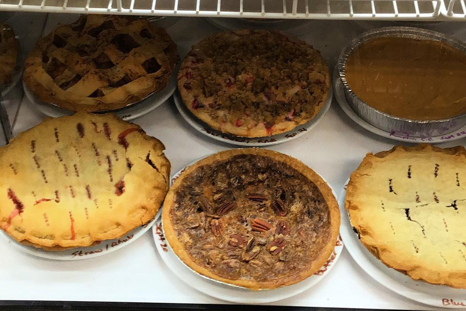 Six delicious, deep-dish pies from The Wooden Shoe, a Dutch cafe and store in Gull Lake, Alberta. / The Wooden Shoe