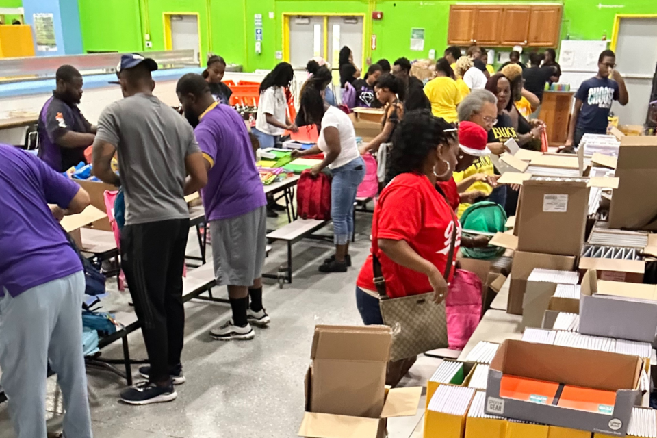 Numerous Bulloch County organizations and community volunteers filled up book bags with supplies for the 2023 Bulloch Community Partners Back to School Bash