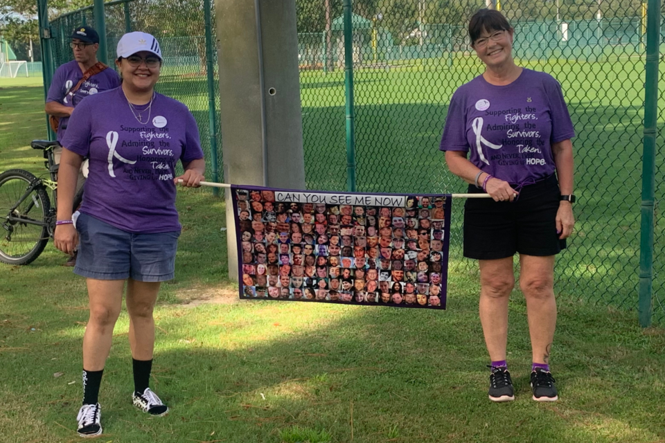 Gabby Lores (left) and Suzy Fordham (right) leading the Overdose Awareness Walk at the Festival of Hope 2023 at Mill Creek Park. 