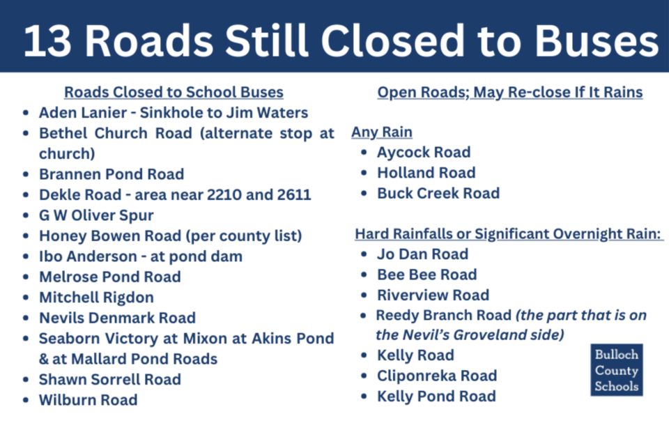 13-roads-in-bulloch-county-remain-closed-to-school-bus-traffic