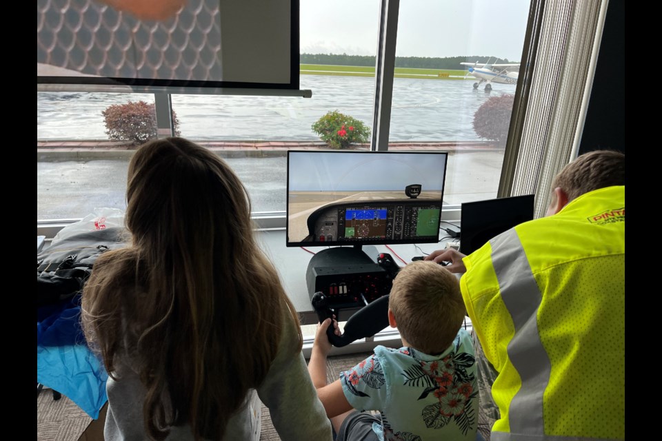 Kids were able to put their skills to the test in this flight simulator