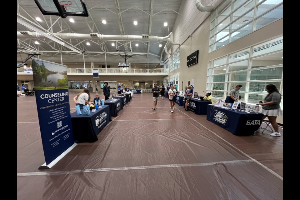 Tables lined up at the RAC for Operation Move-In