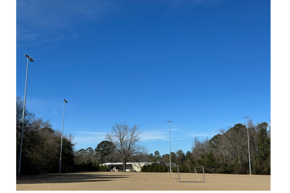 Brooklet Community Park's new soccer field lighting.