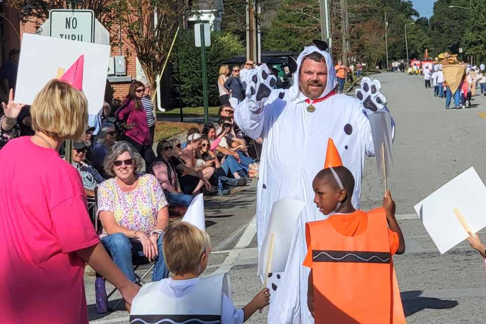 Mike Yawn, BES Principal leads the parade