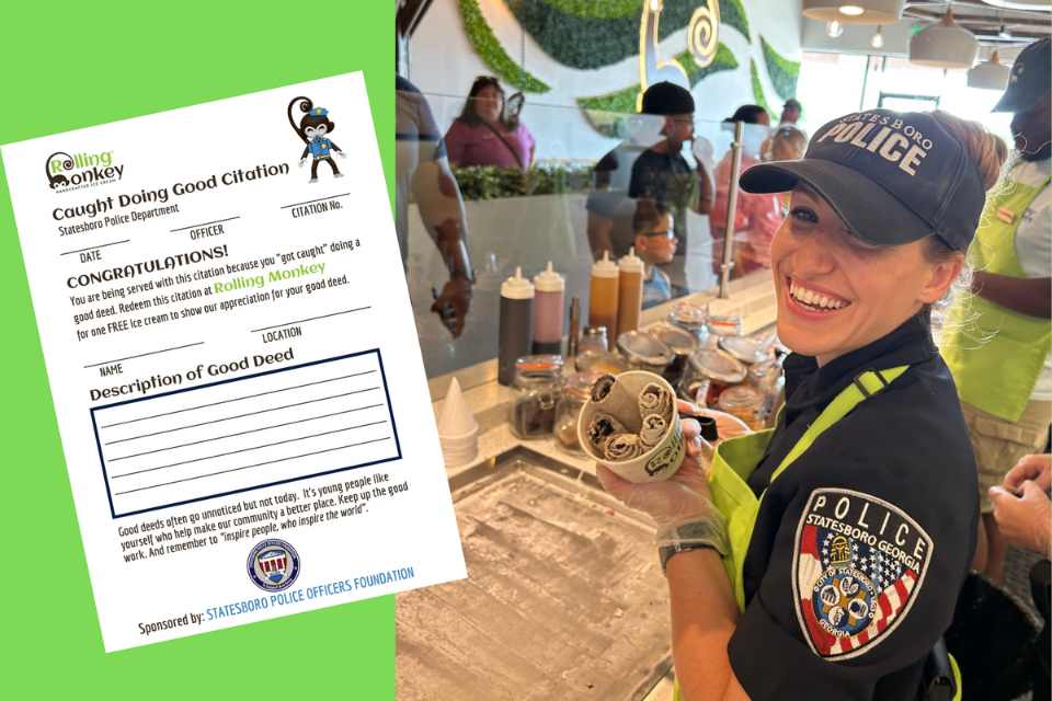 Rolling Monkey partners with Statesboro Police Foundation to launch good  deed campaign - Grice Connect