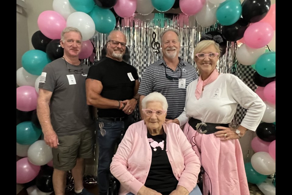 Terri Bland (far right) and family, with their mother, resident Mrs. Mary Nell Cartee