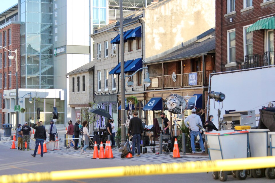 Wilson Street was closed off Sunday afternoon to film a commercial. Anam Khan/GuelphToday