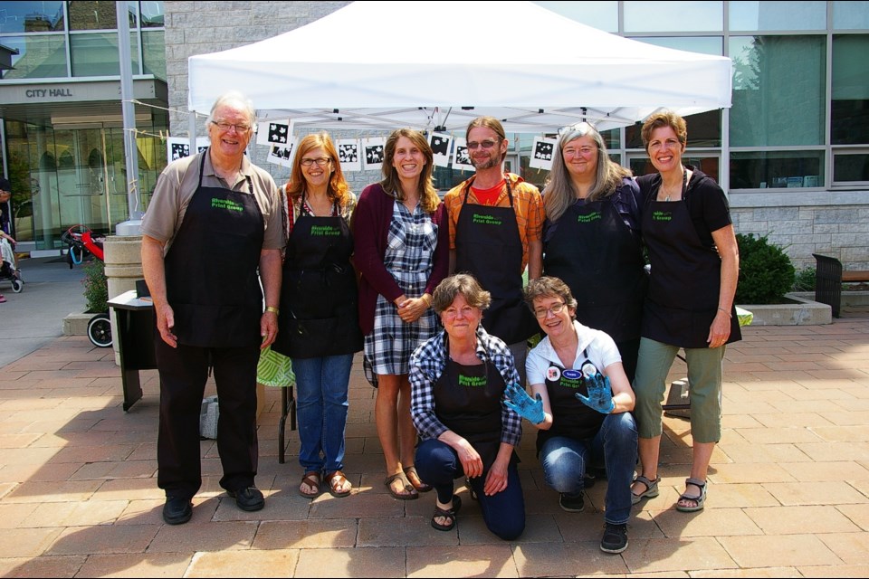 Riverside Print Group members: Ginny Carnevale, Heather Franklin, Kari Melhus Mullin, Darryl Nunn, Laura Perrin, Betty Praught, Bill Praught, David Scott, Donna Stewart.