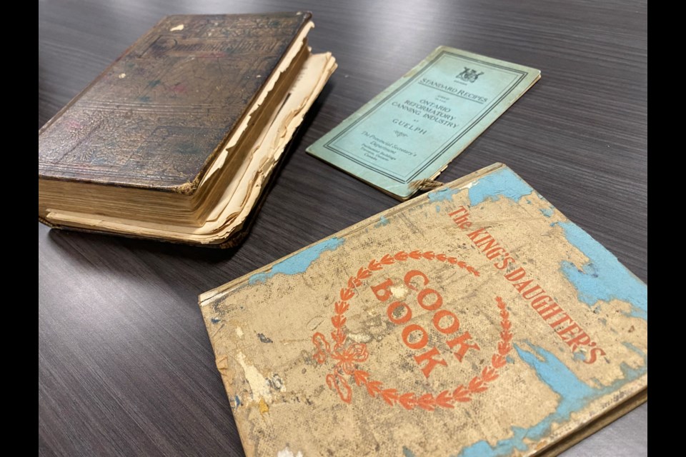 Three Guelph cookbooks from the University of Guelph's Una Abrahamson collection from 1883, roughly 1925 to 1930 and 1908. 