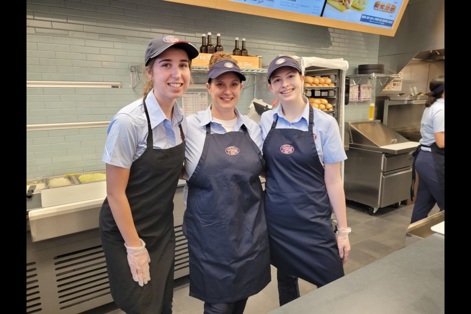 (left to right) Staff at Jersey Mike's Guelph, Chloe Armstrong, Cassandra Wilson, and Myra King are ready to serve. 