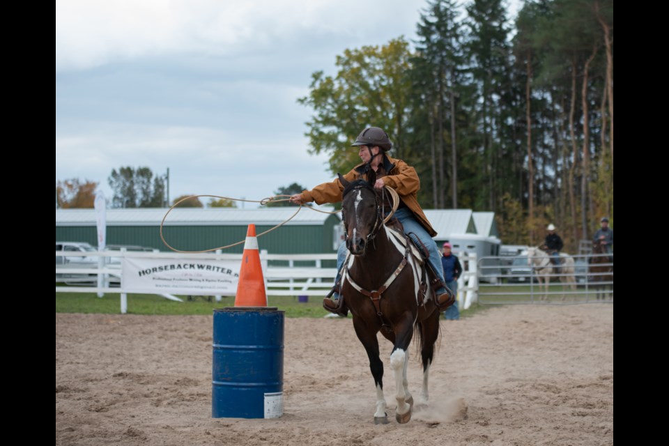 Karen Dallimore competes in extreme cowboy racing. 