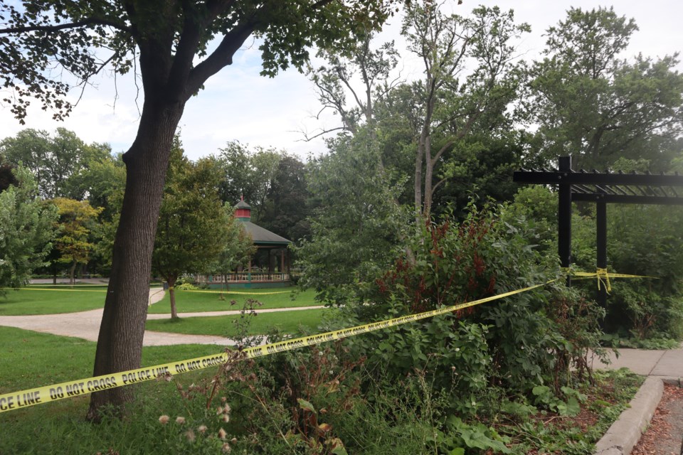 Royal City Park blocked off by police.