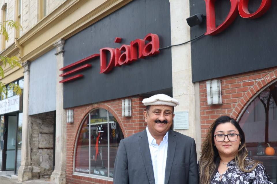 Diana Downtown owner Janan Shah and daughter Sanna Noor, front of house manager outside the restaurant on 141 Wyndham St. N.