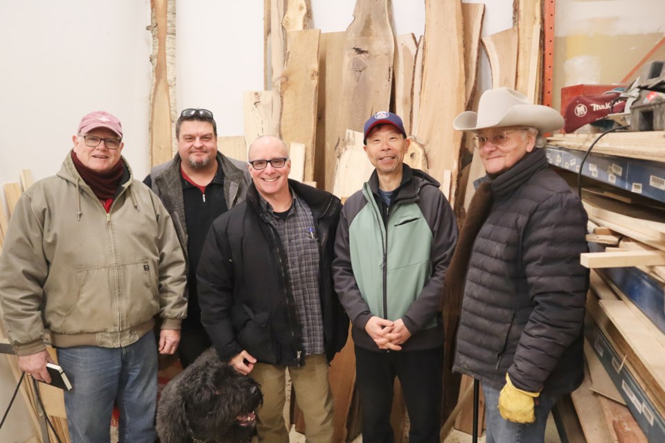 Bob Prentice, Chris Savage, Jon Gil, John Yang and Ken Armstrong are part of the woodworking group at the Puslinch Men's Shed.