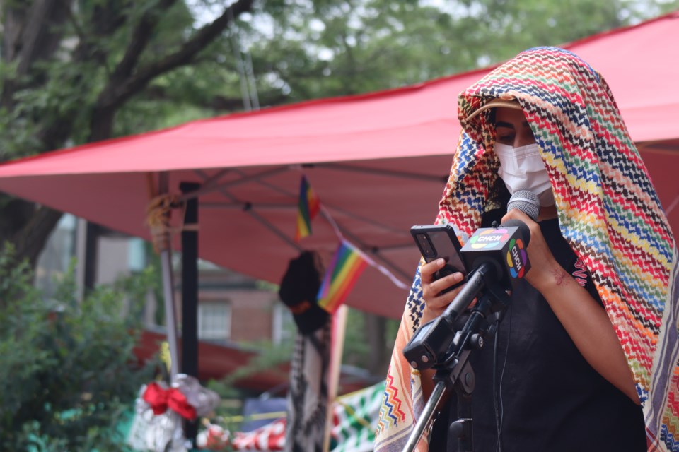 Waida Mirzada, member and media liaison of the encampment is displeased with the one day notice for the People's Plaza for Palestine to dismantle.